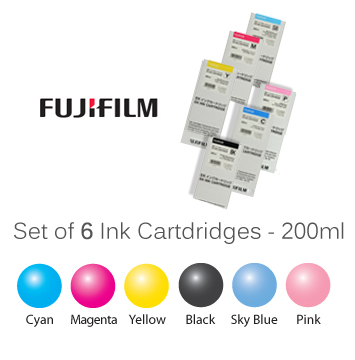 Set of SIX Fuji DX100 Ink Cartridges - 200ml each Ink FUJI-6INKSET