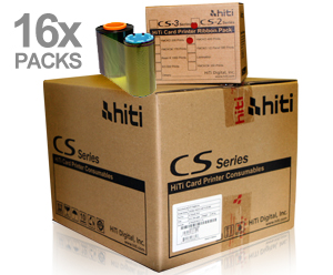 HiTi CS-2 YMCKO Card Printer Ribbon Case for CS-220e and CS-200e printers Ribbon only - Case of 16 packs - Total 6400 image prints 87.R0A09.19XV