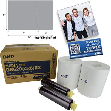 DNP DS620A Perforated Printer Media 4x6" - 2"in Single Perf (800 total prints) DS6204X6R2