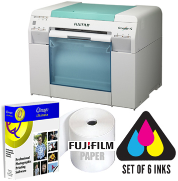 Fujifilm Frontier-S DX100 Printer with Set of Inks, One Fuji Paper Case - Choice of any size of FUJI Paper and Q-Image Photo Software Bundle DX100-INKS-1P-QMG