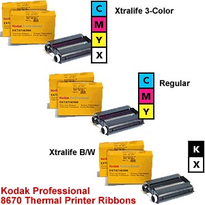 Kodak pro Ektatherm XLS 3-color ribbon/CMY for 8650r &amp; 8670 - 100 Prints 1630474