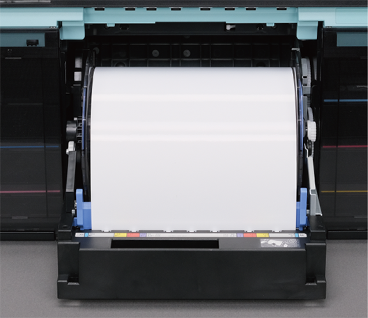 Open the DX400W front cover to change the photo paper roll
