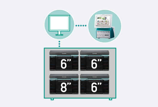 Connect 2–4 Frontier DX400W printers to reach inkjet minilab-class throughput
