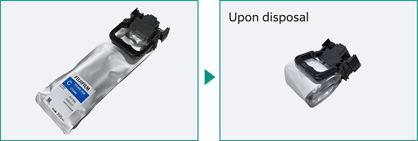 DX400W ink supply unit (cartridge-free ink pack) comparison image