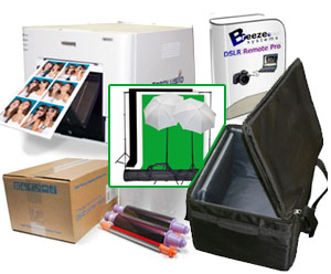 DNP DSRX1 Photo Printer with Breeze DSLR Remote Pro 3.0 Photobooth-Greenscreen Software, 10x10'ft Green Screen Kit, Padded Carrying Case and 4x6" Media Box Bundle DSRX1-Breeze-CaseGS-4x6