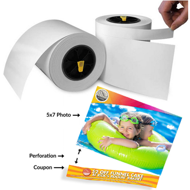 Impressa IP60 5x7" PERFORATED GLOSSY Photo Paper, 175 feet per roll x2 Rolls - 580 Prints 057357