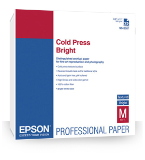 Epson Cold Press Bright Textured Matte Paper  17" x 22"in (25 Sheets ) S042311